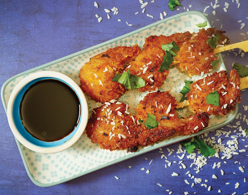 Coconut Coated Prawn Skewers